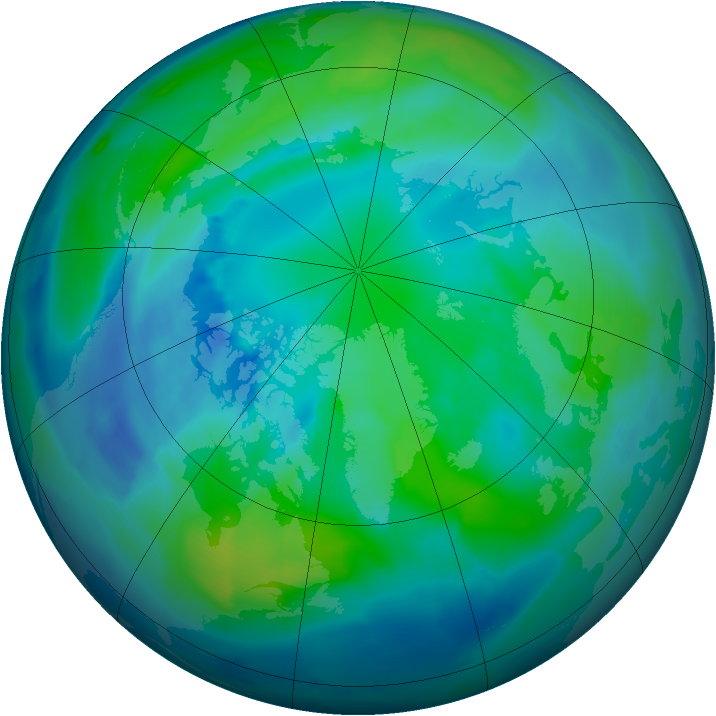 Arctic ozone map for 12 October 2012